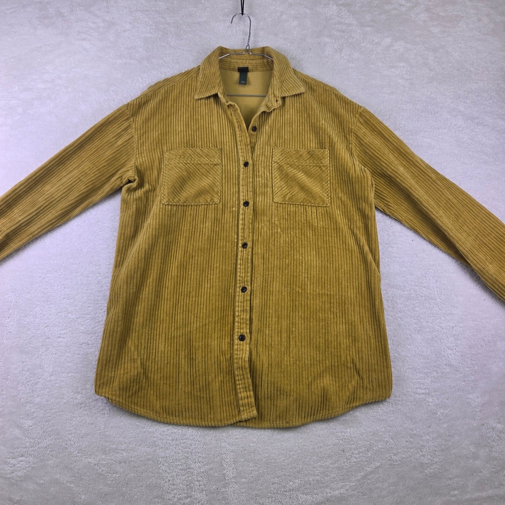 Wild Fable Mustard Yellow Corduroy Button Down Shirt Womens Medium Pockets
